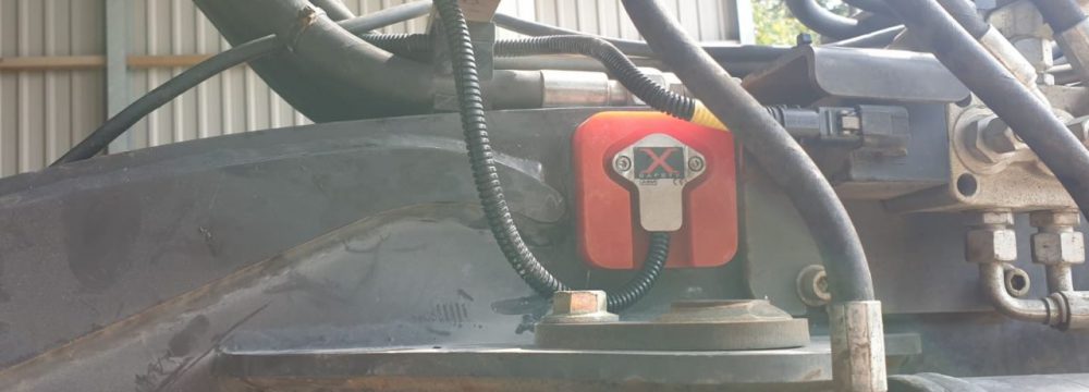 Mecalac 8MCR fitted with an Xwatch SS1 height limiter for DA Bishop .