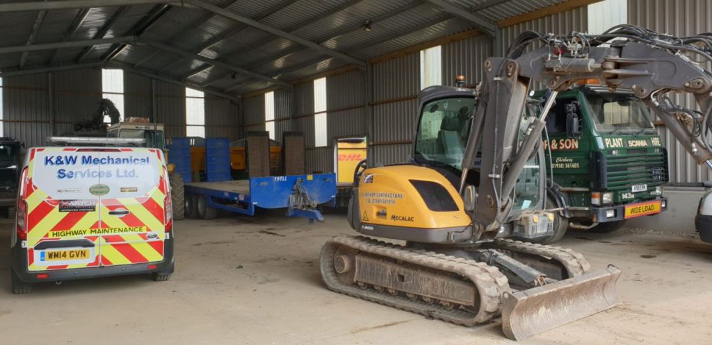 Mecalac 8MCR fitted with an Xwatch SS1 height limiter for DA Bishop .