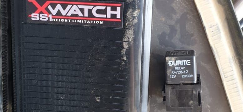 Mecalac 8MCR fitted with an Xwatch SS1 height limiter for DA Bishop .