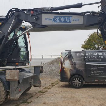 Humber Bridge as a backdrop for this Xwatch XW2 rated capacity indicator c/ w height limit on a Volvo EWR150e with TAB boom.