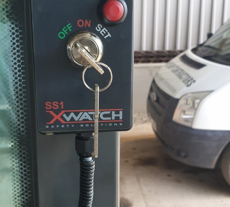 Mecalac 8MCR fitted with an Xwatch SS1 height limiter for DA Bishop .